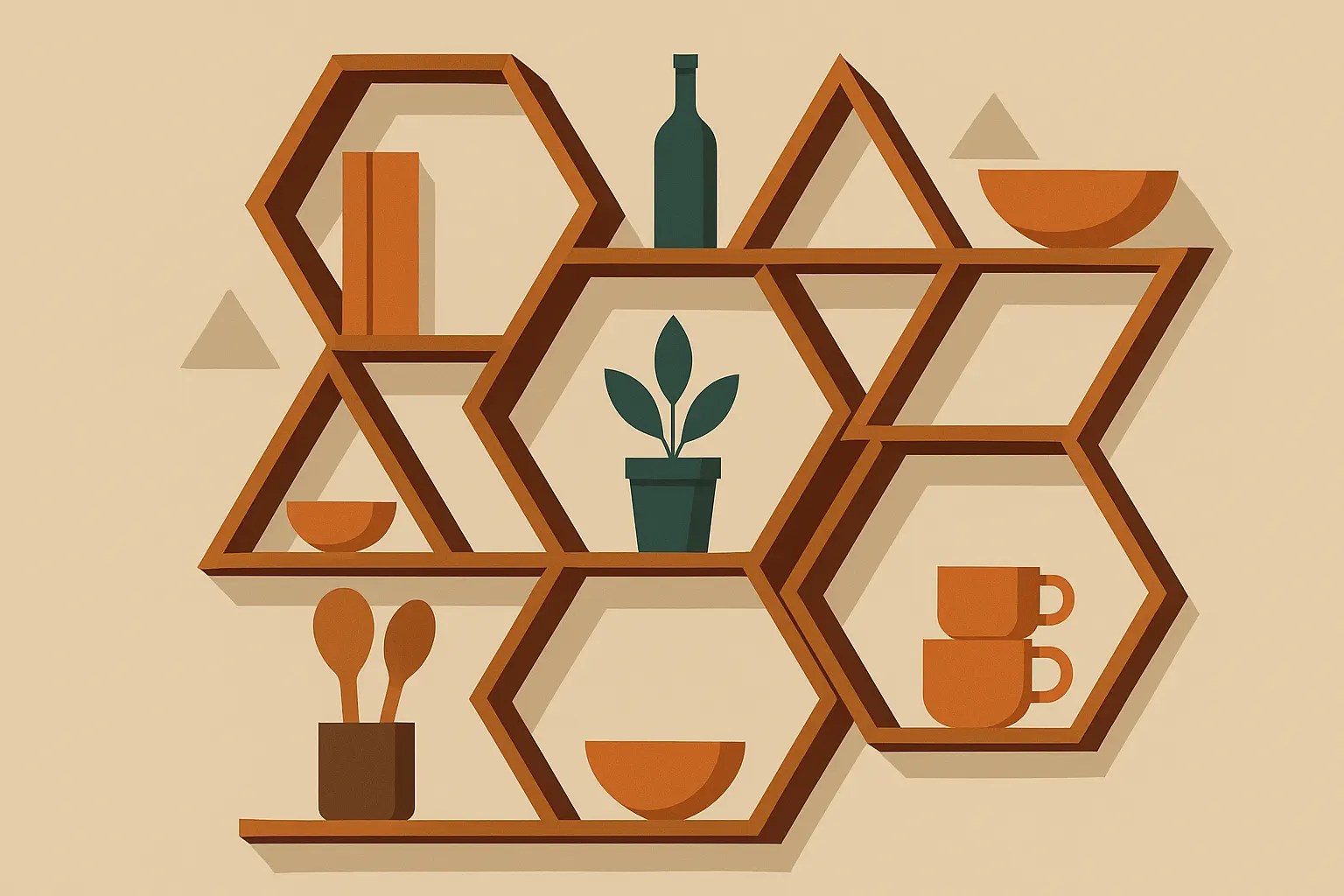 Geometric pattern shelving arrangement