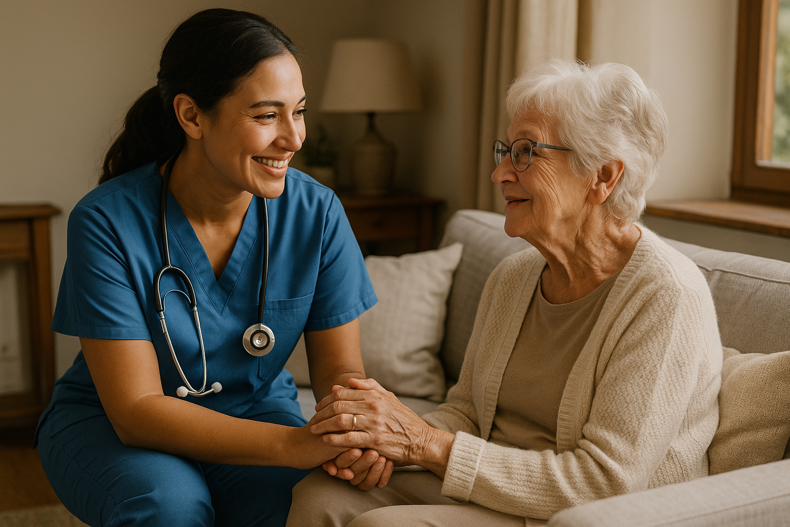 PCA providing emotional support to elderly client