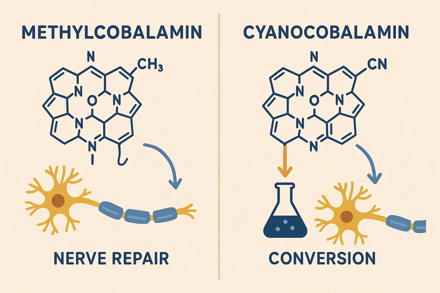 Methylcobalamin B12 molecular structure for nerve repair