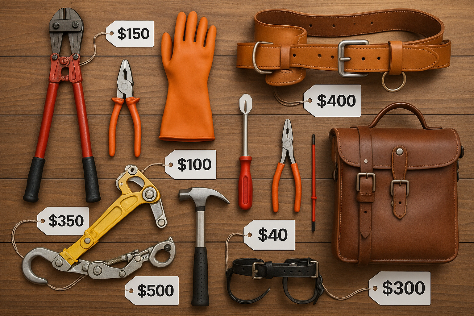 Expensive lineman tools and equipment