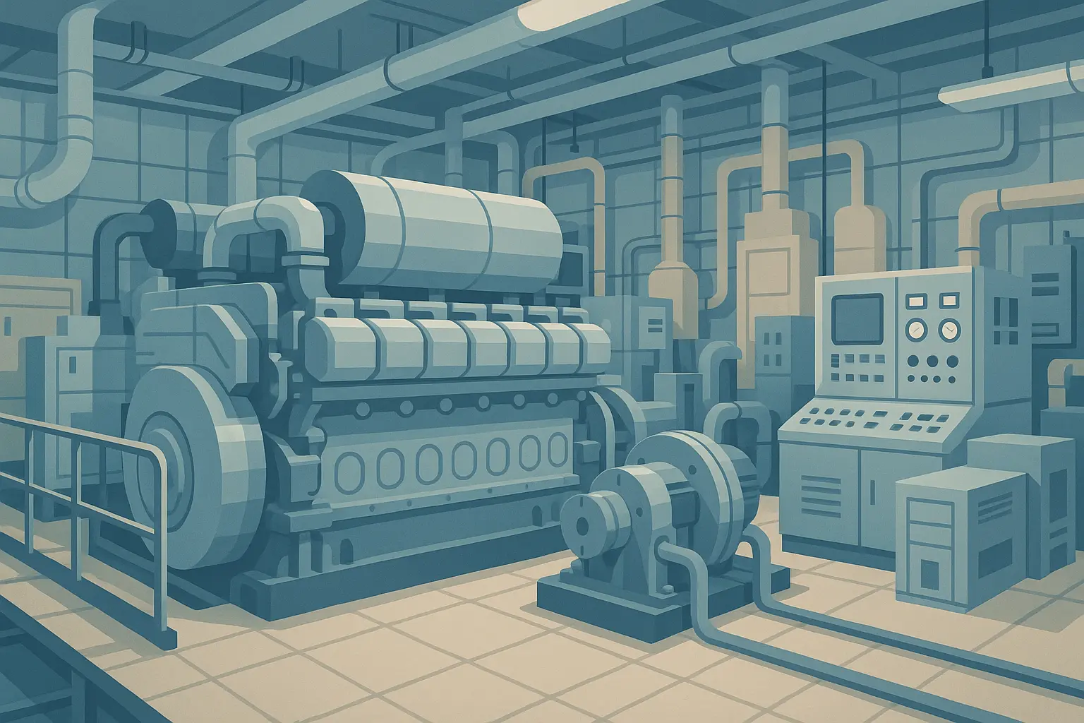 Marine engineer working in ship engine room