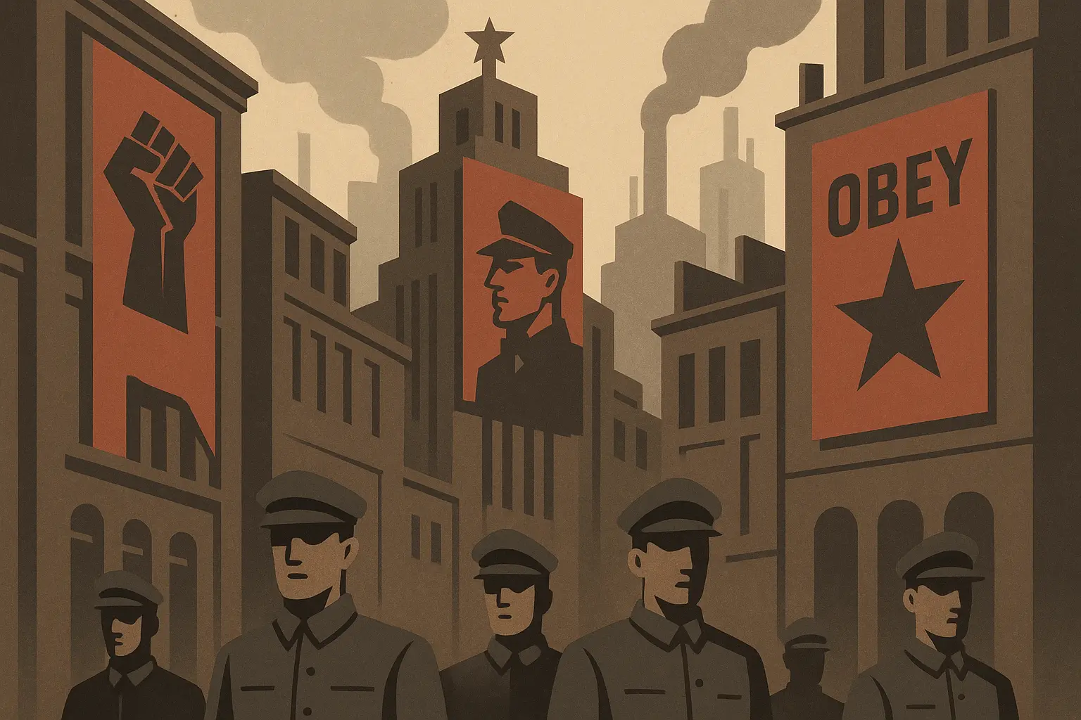 Dystopian society with oppressive atmosphere