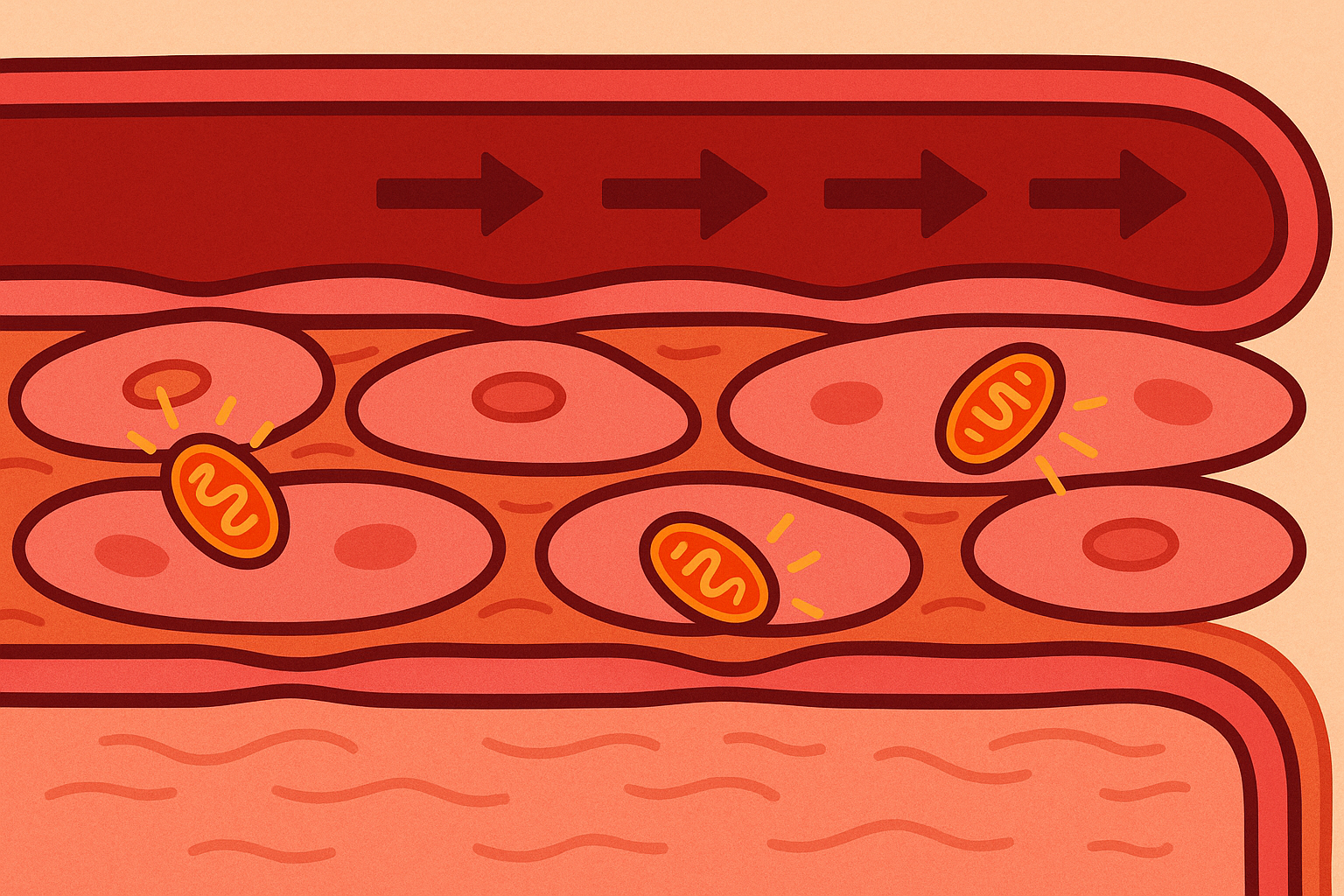 Cellular energy production in blood vessels