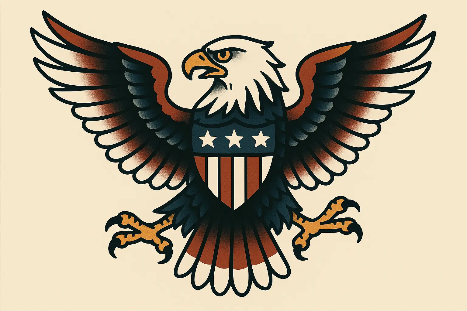Patriotic eagle tattoo designs with American flag elements