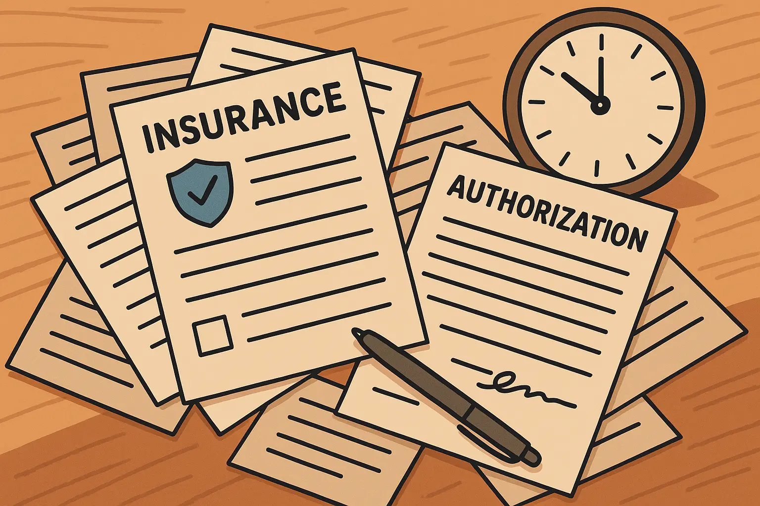 Insurance paperwork and medical forms