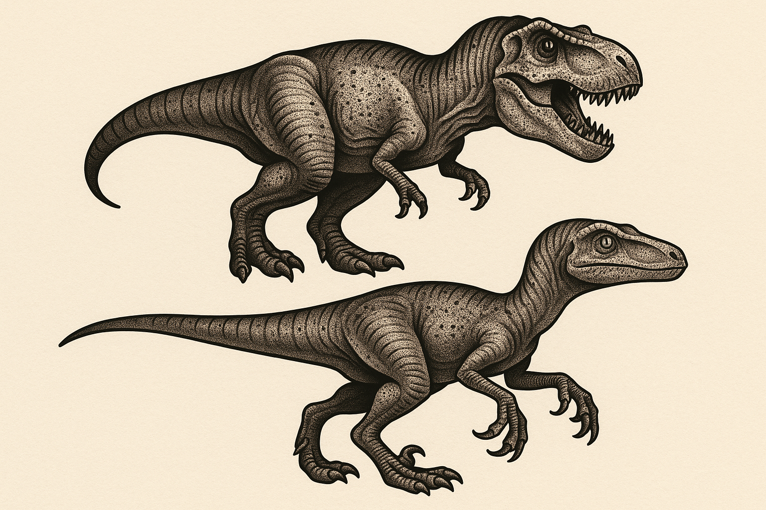 Realistic detailed dinosaur tattoo artwork