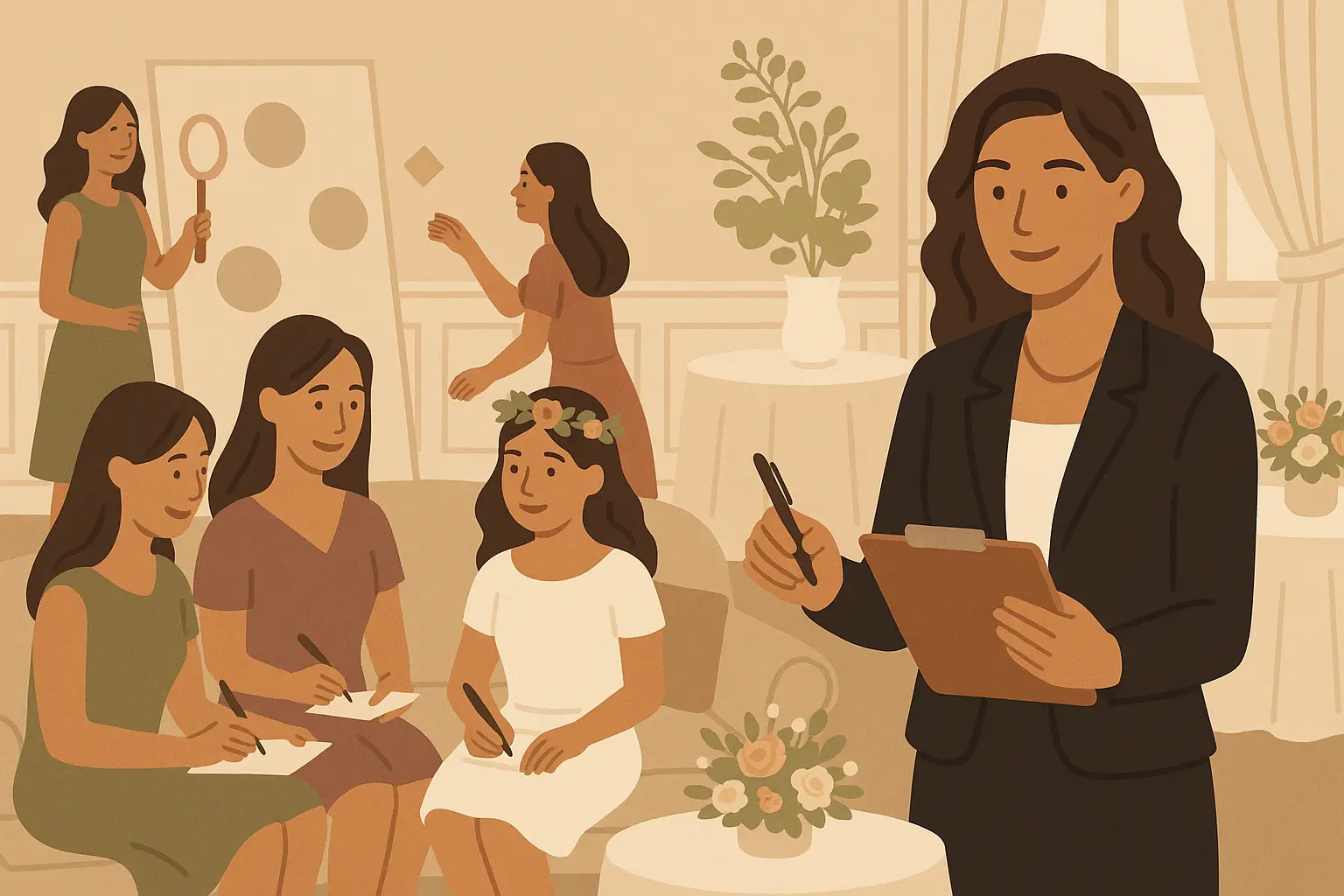 Professional bridesmaid coordinating wedding shower activities