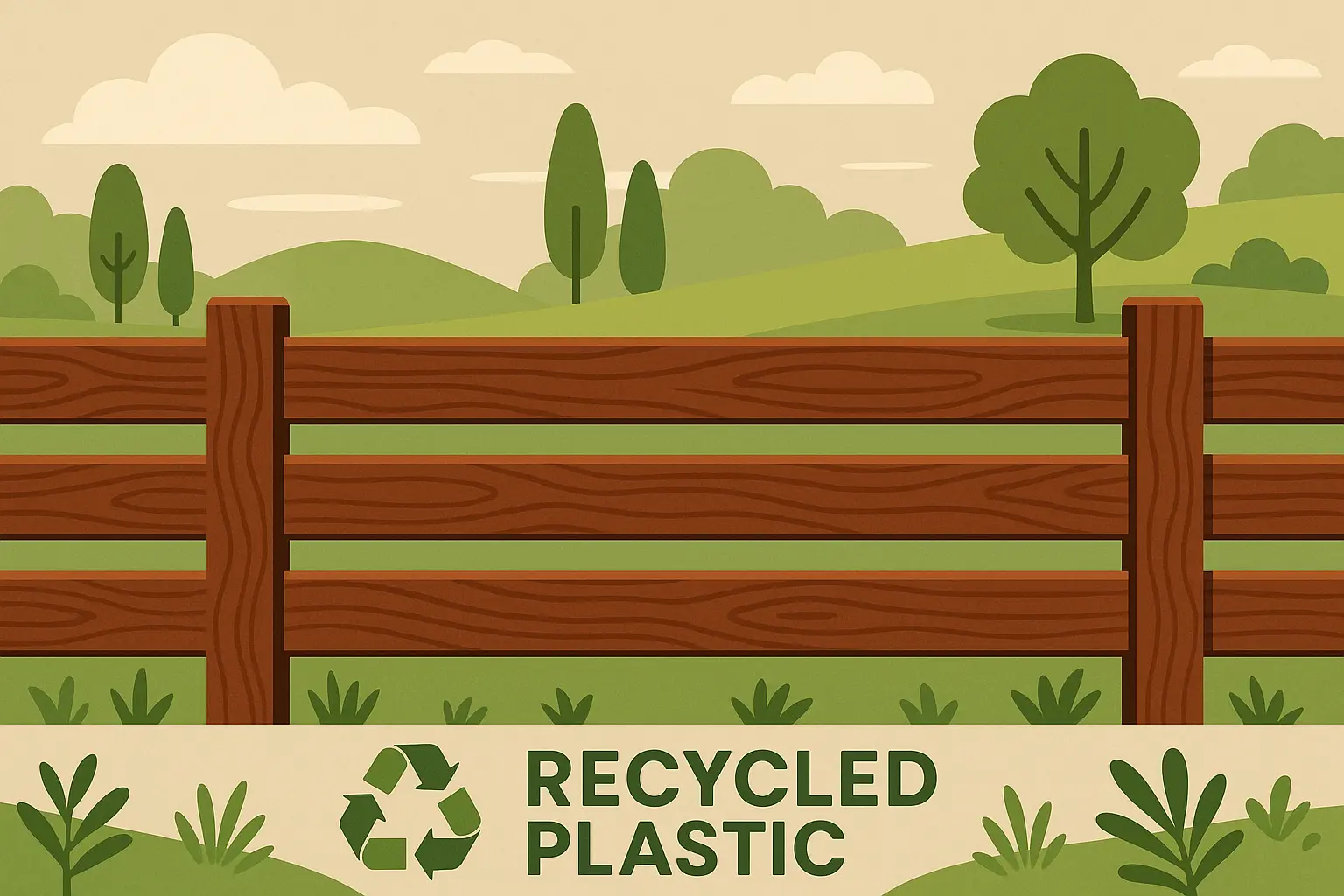 Recycled plastic horizontal fence