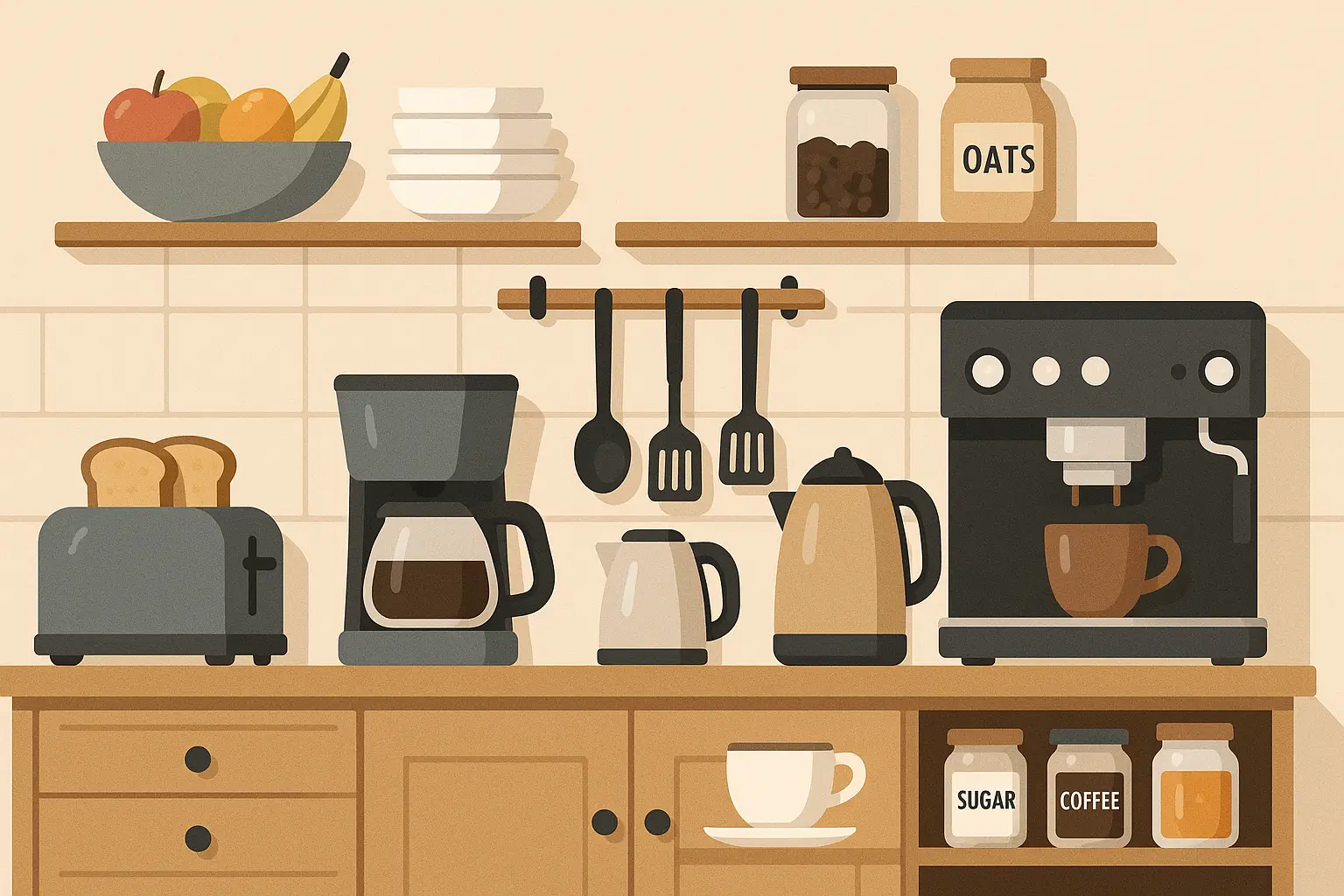 Coffee bar with breakfast prep area integration