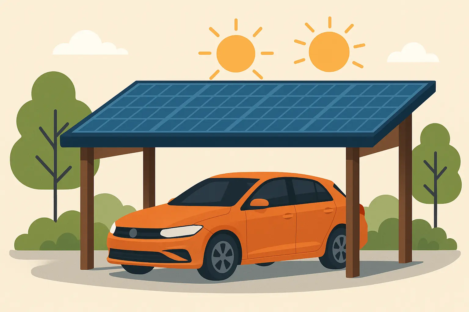 Solar panel integrated carport with renewable energy generation