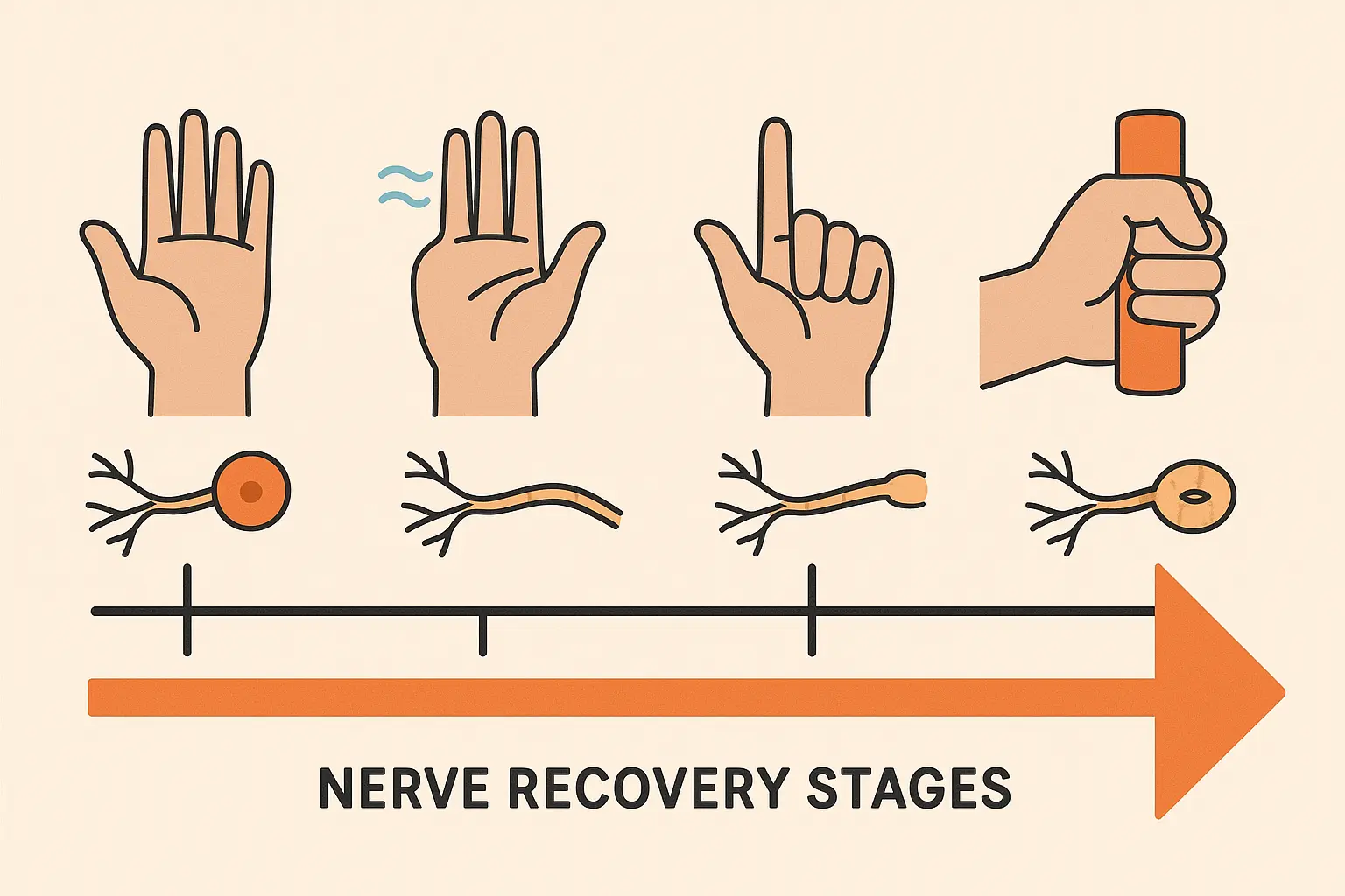 Nerve recovery timeline for sensory versus motor function