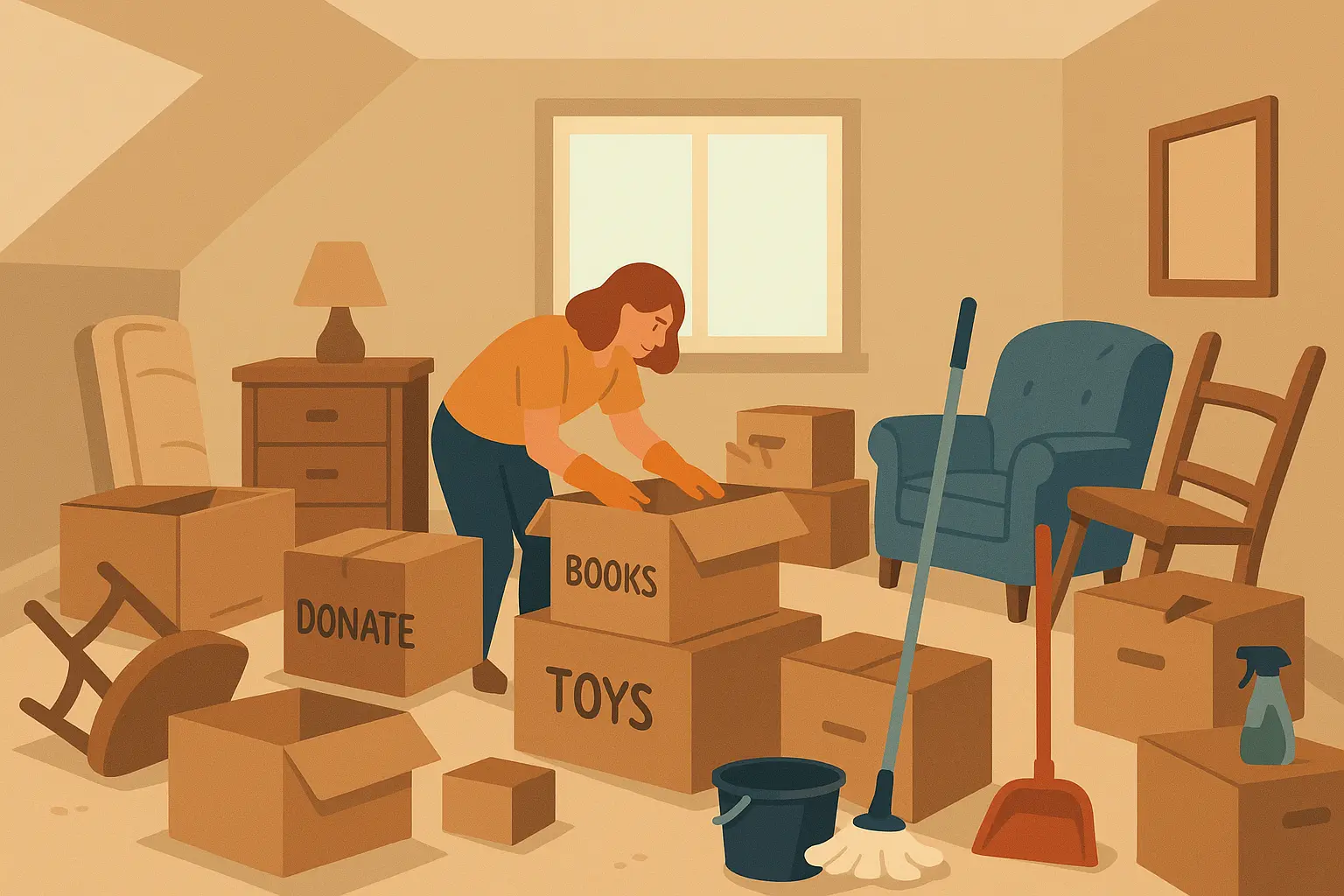Professional cleanout service preparing bonus room for transformation