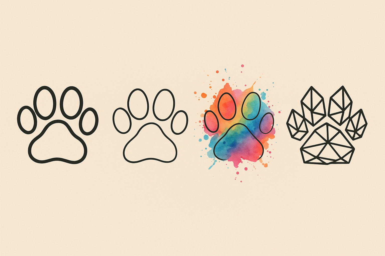 Various dog paw tattoo styles and customization options