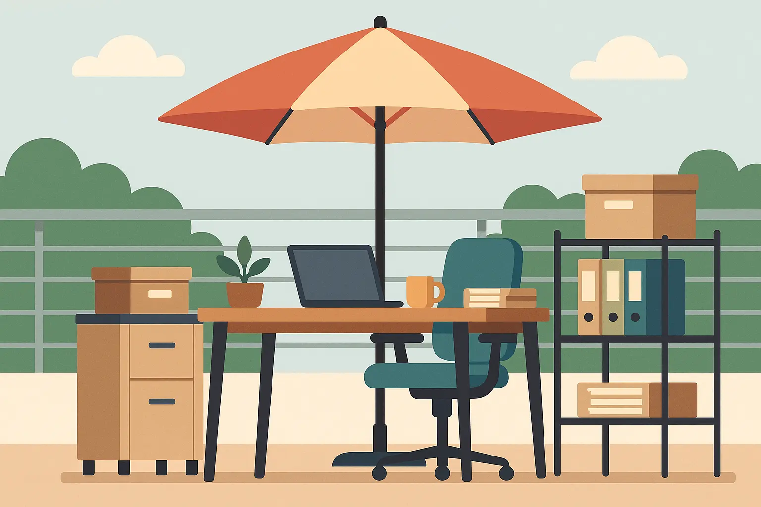 Outdoor office and work space setup