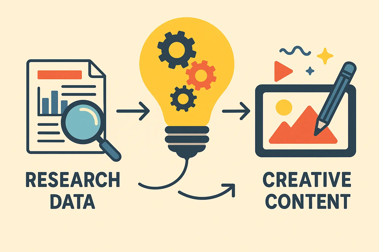 Content creation workflow from research to original stories