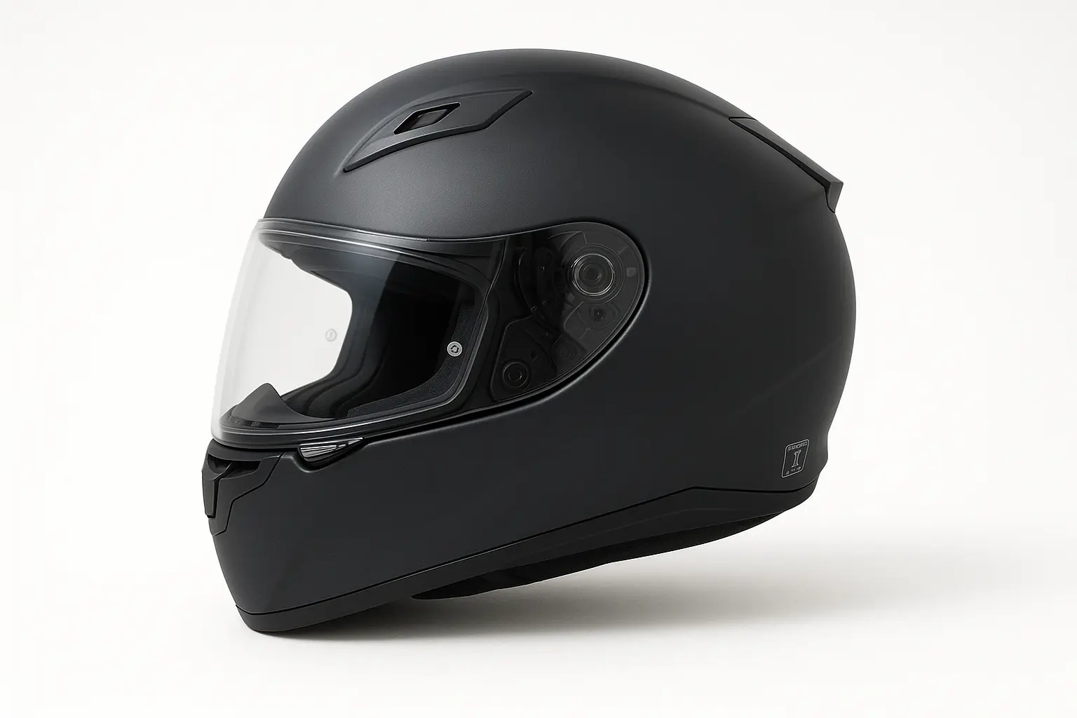 Various motorcycle helmets displayed on a surface