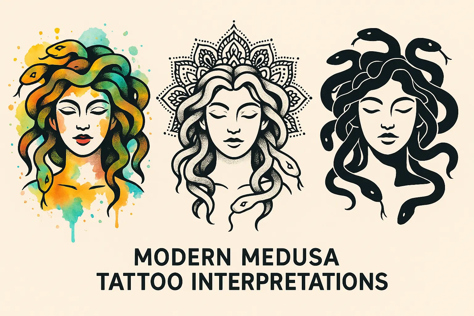 Modern interpretation Medusa tattoo designs