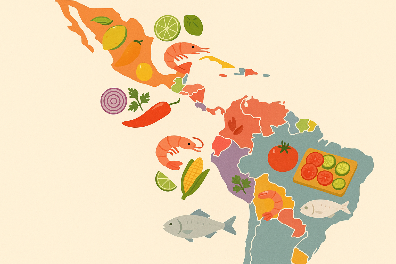 Regional ceviche variations from different Latin American countries
