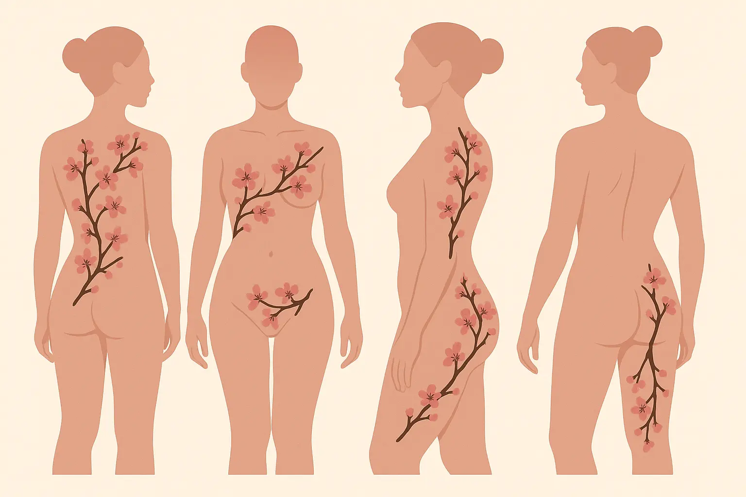 Placement-specific cherry blossom tattoo designs