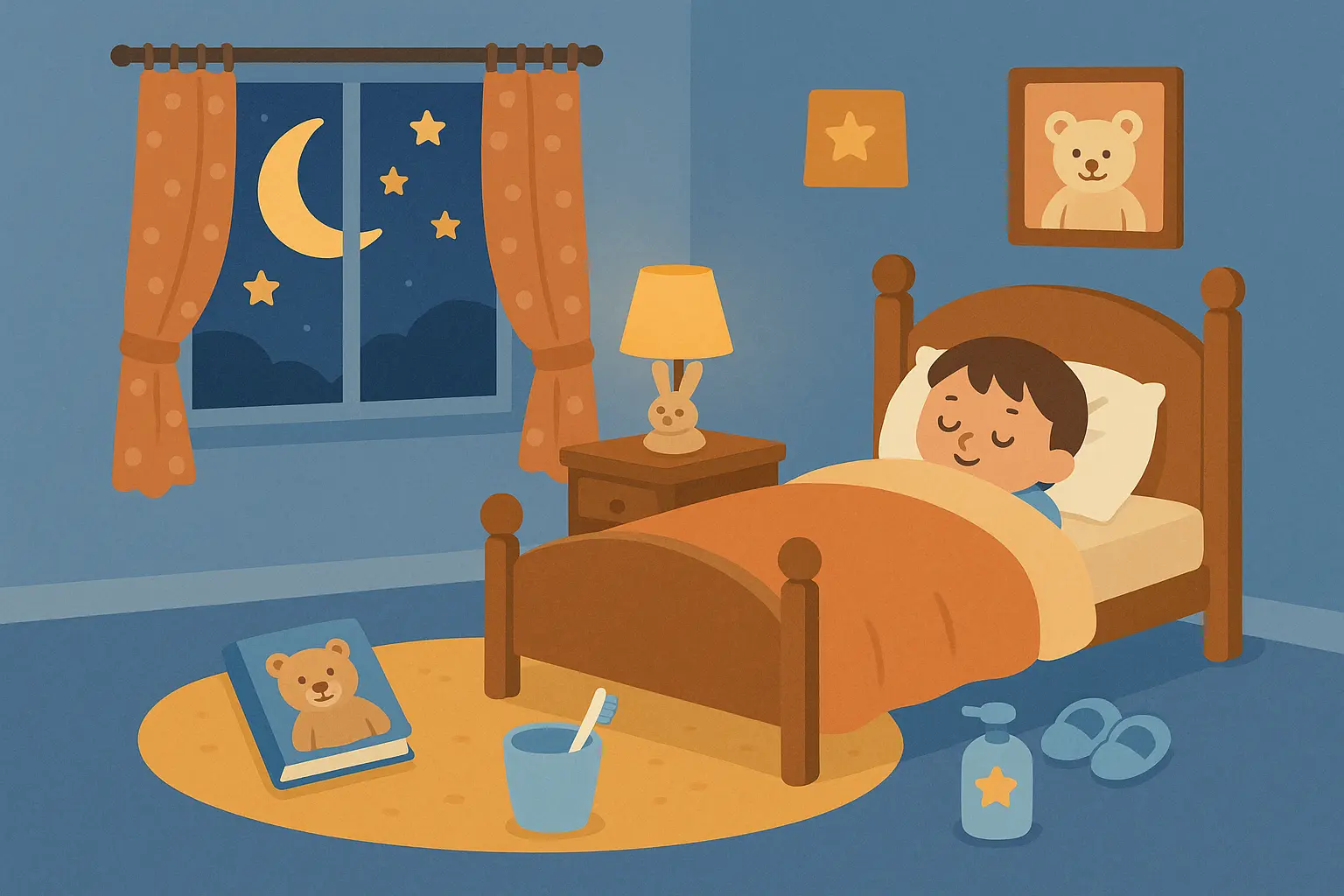 Bedtime-specific storybooks and sleep routine themes