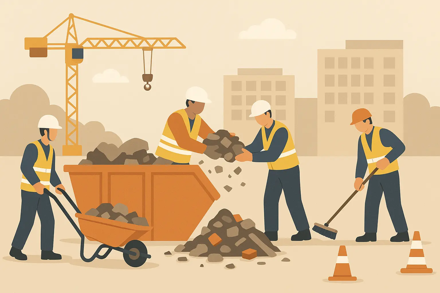 Construction site cleanup preparation
