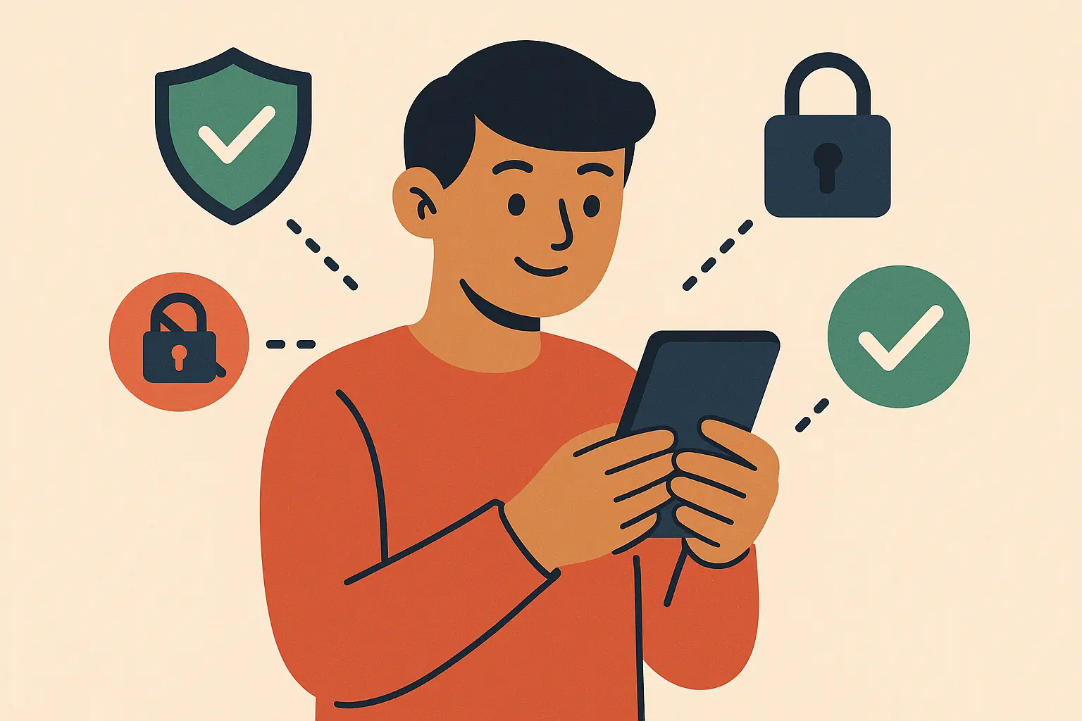 Android user browsing safely with security indicators