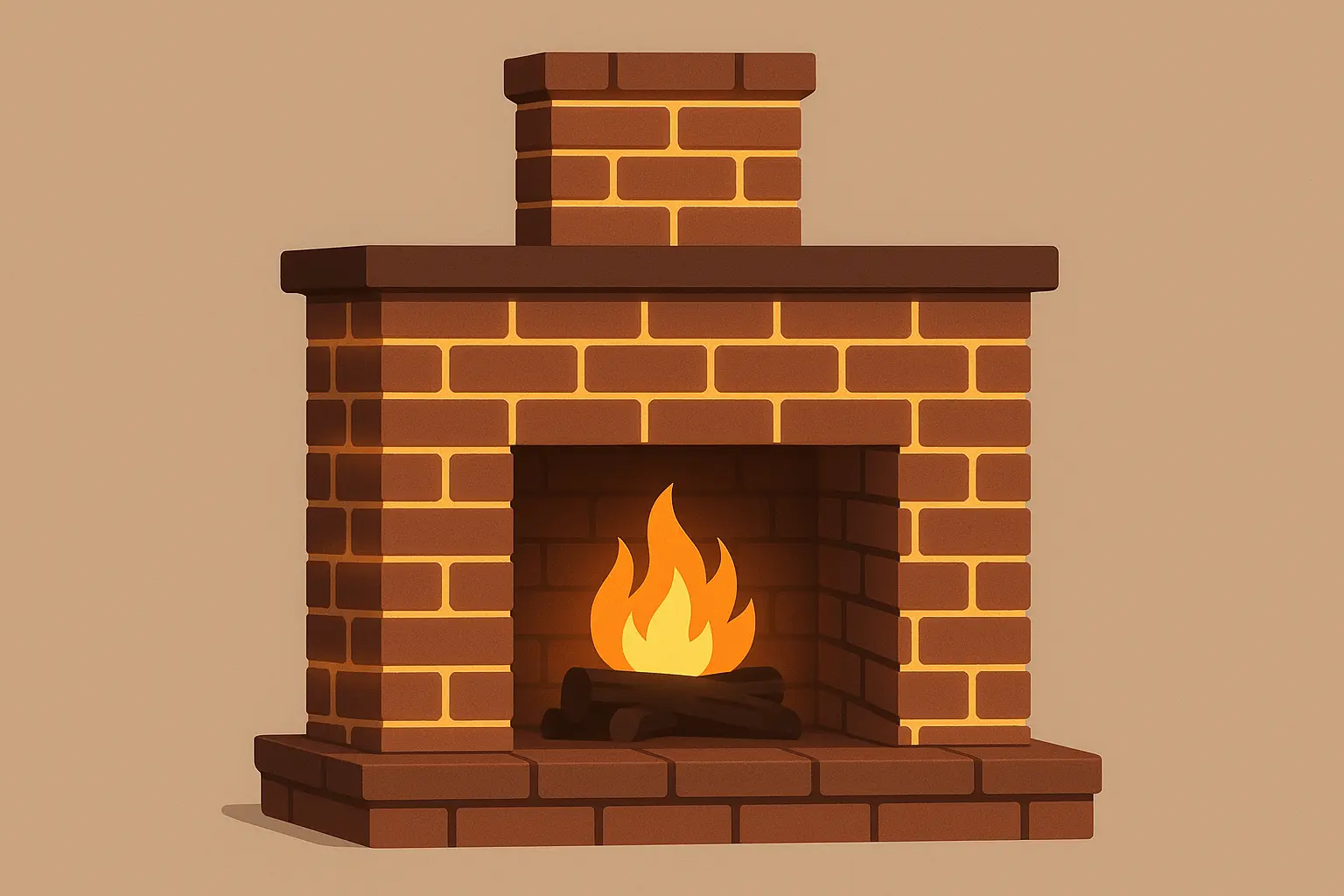 LED-integrated brick fireplace with ambient lighting