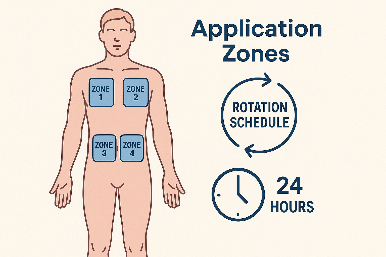 Application site rotation zones for estrogen cream