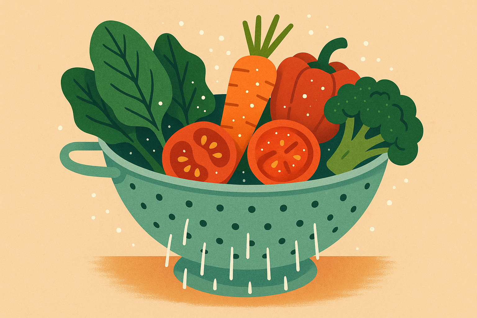 Salted vegetables draining excess moisture