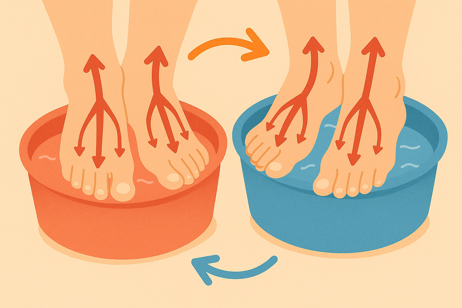 Contrast hydrotherapy setup for circulation improvement