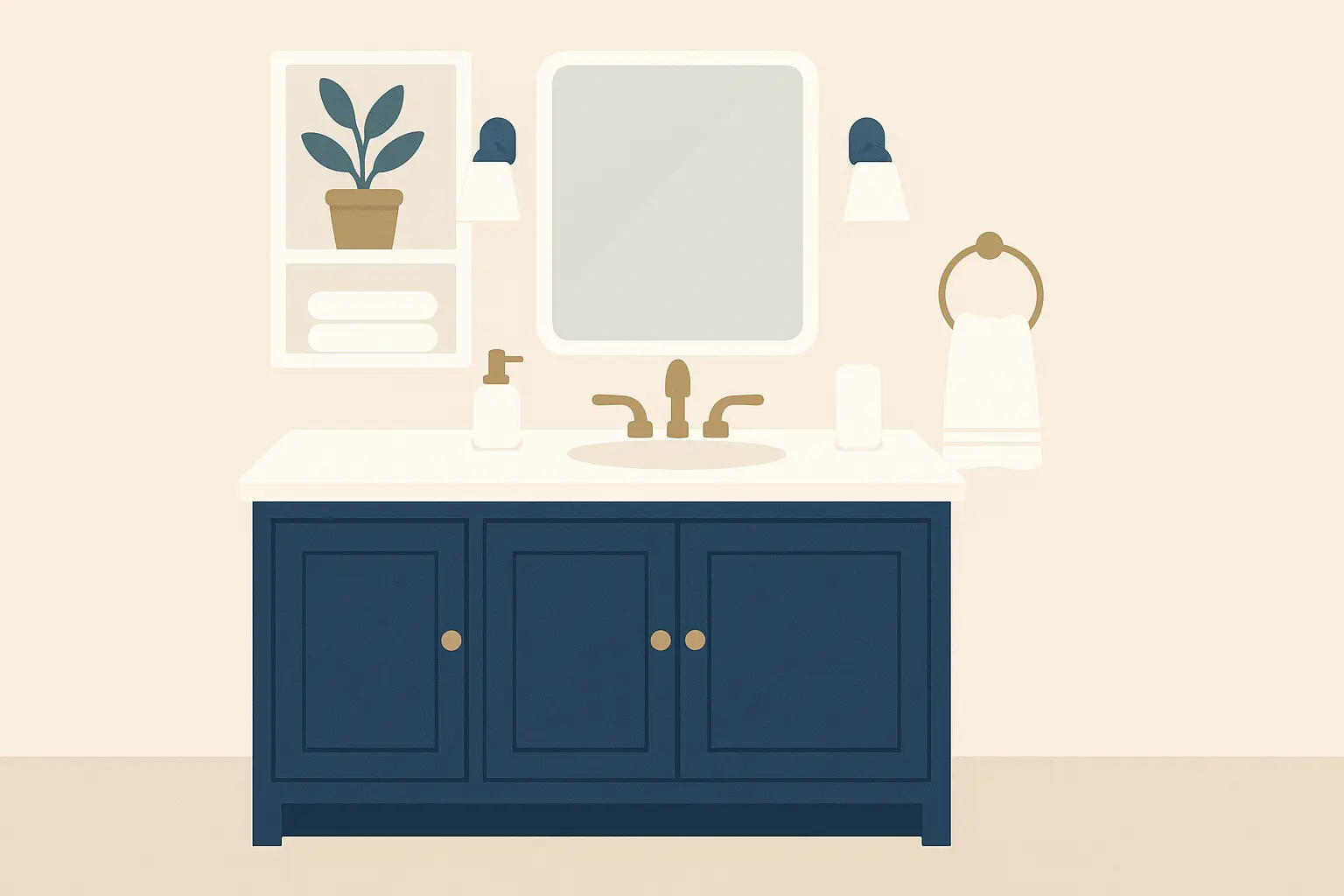 Navy and White Two-Tone Vanity
