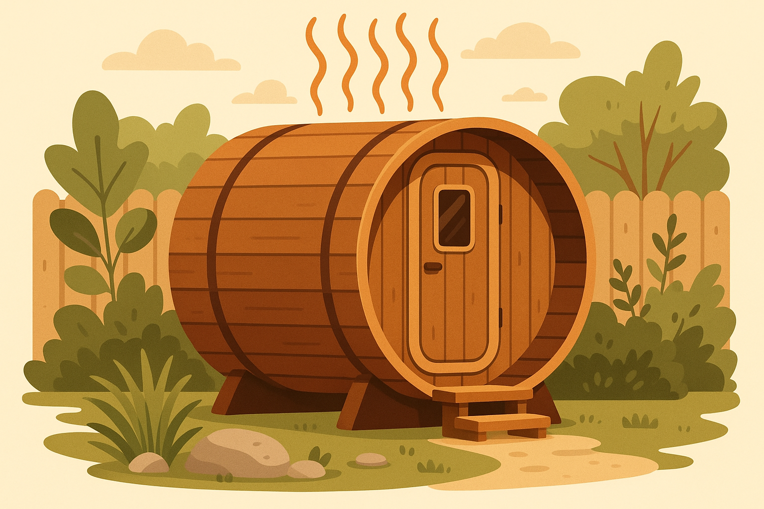 Backyard sauna creating thermal ecosystem