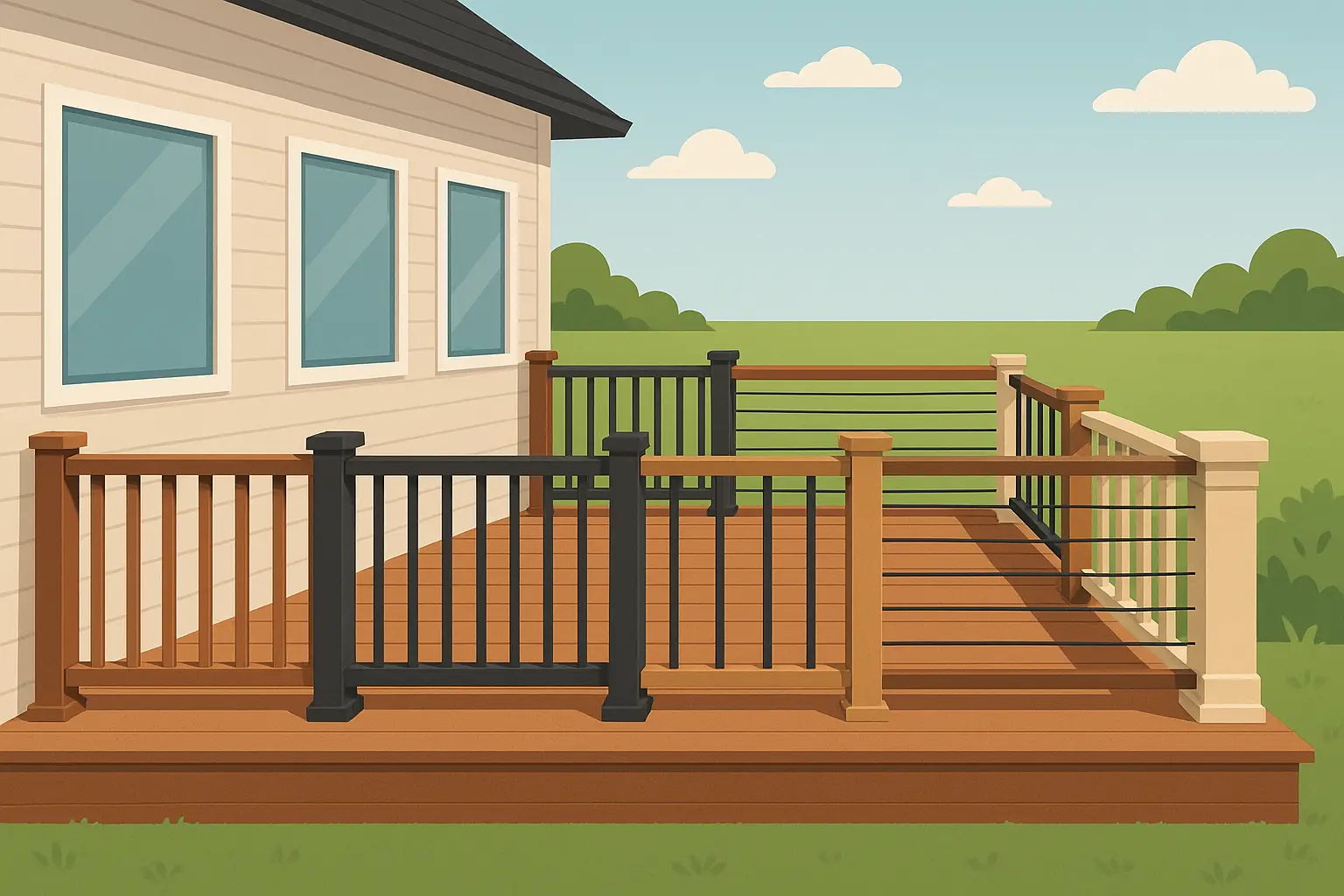 Modern deck railing design examples