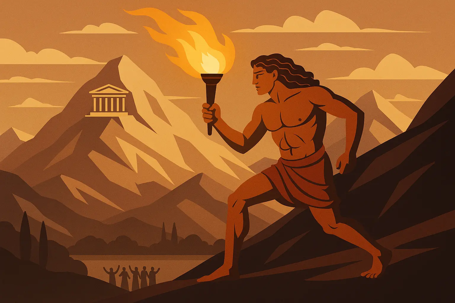 Prometheus stealing fire from gods