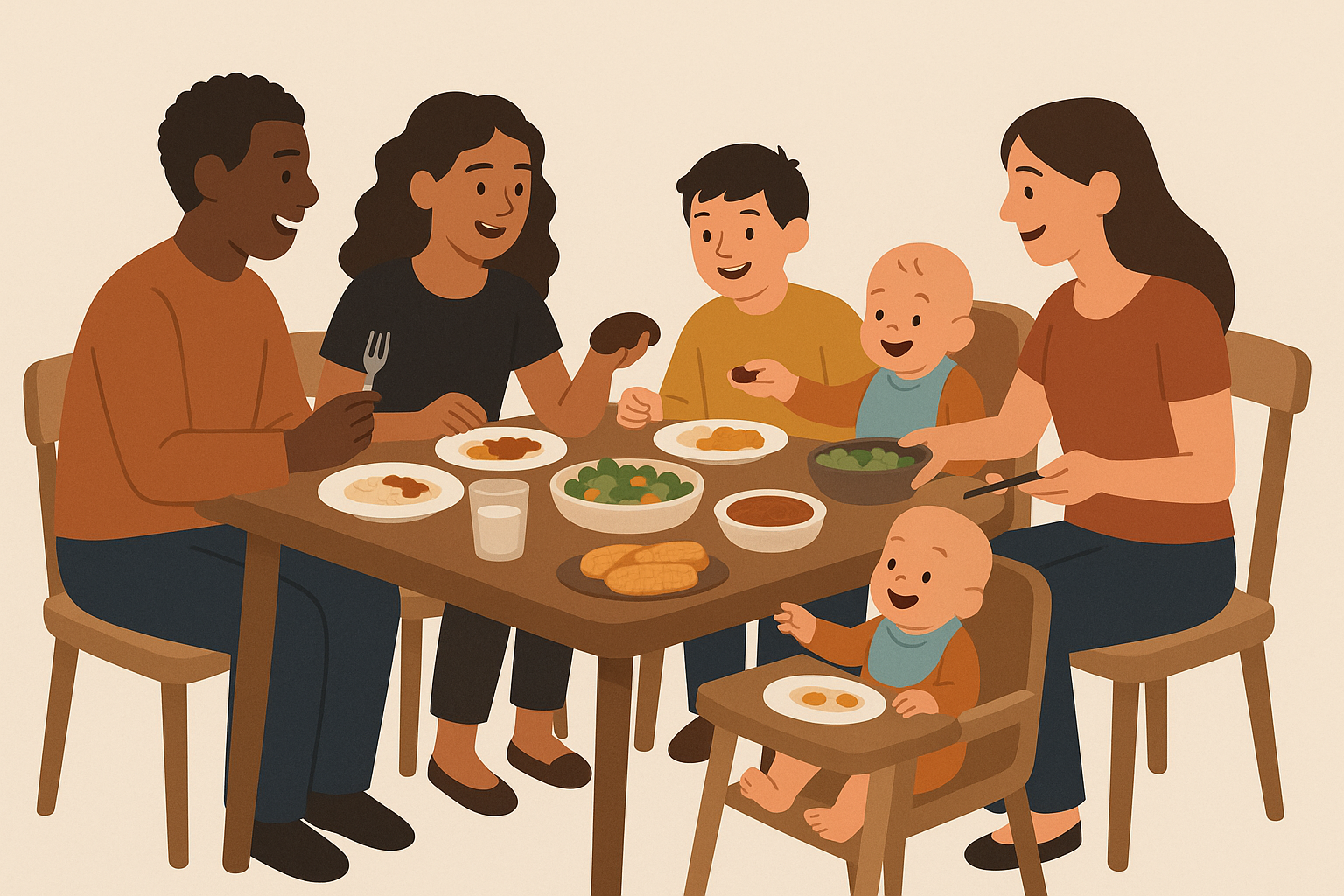 Family eating together during baby-led weaning meal
