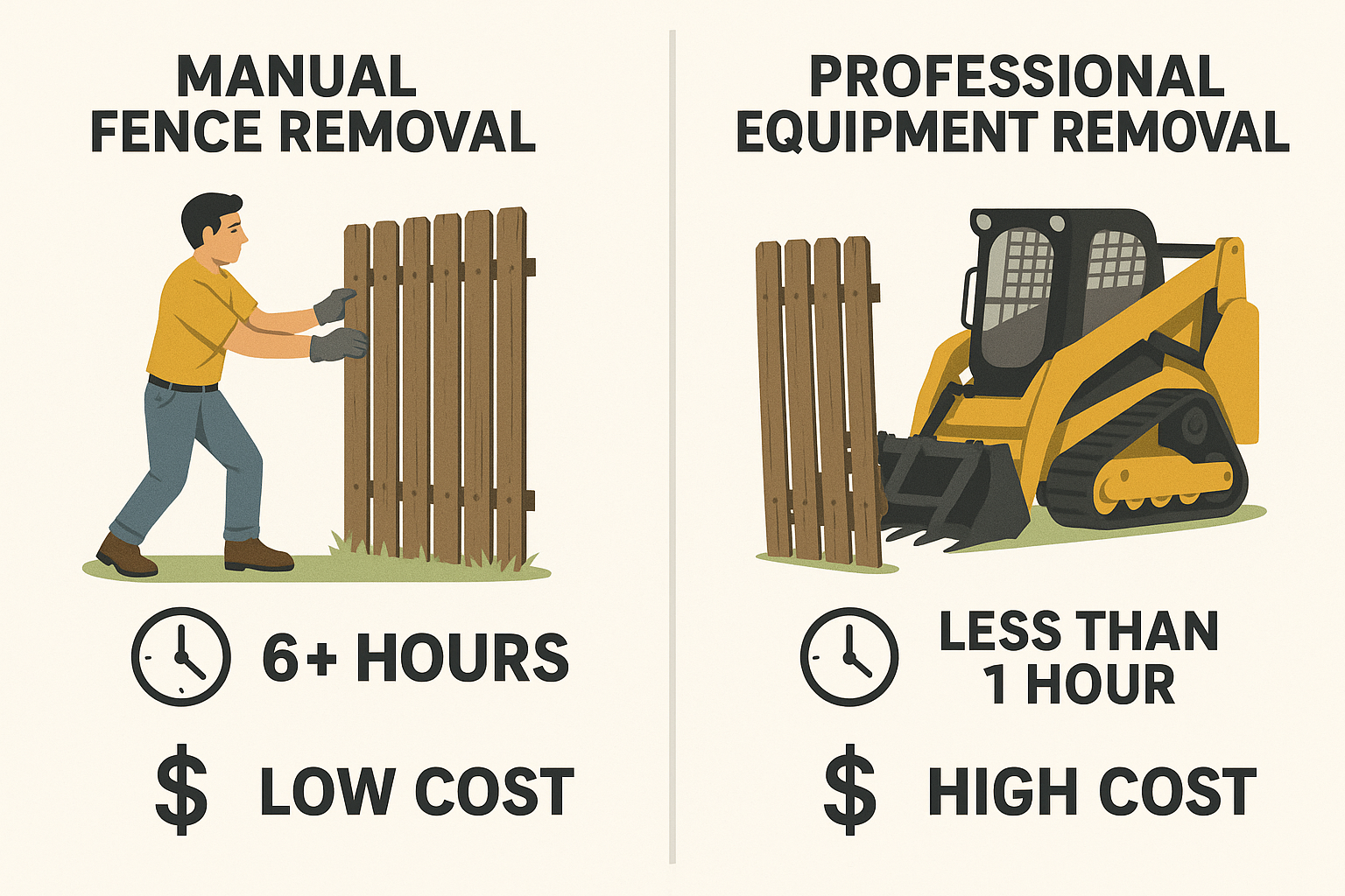 Contractor types and fence removal efficiency comparison