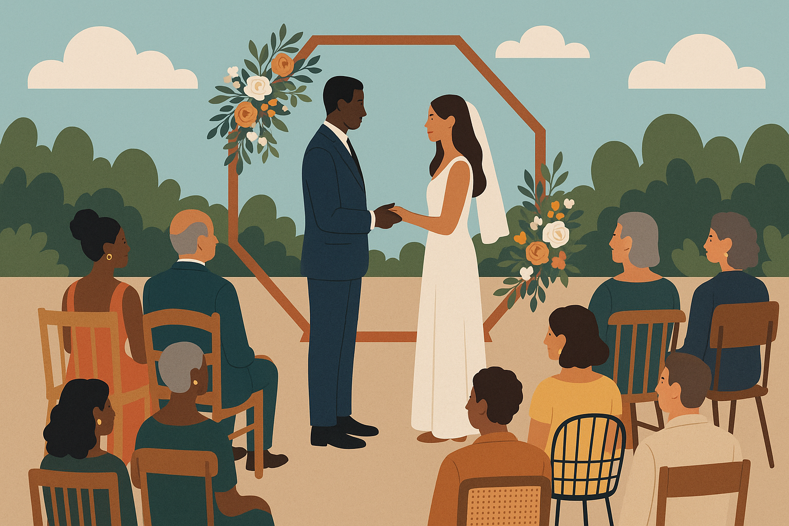 Modern couple exchanging contemporary wedding vows