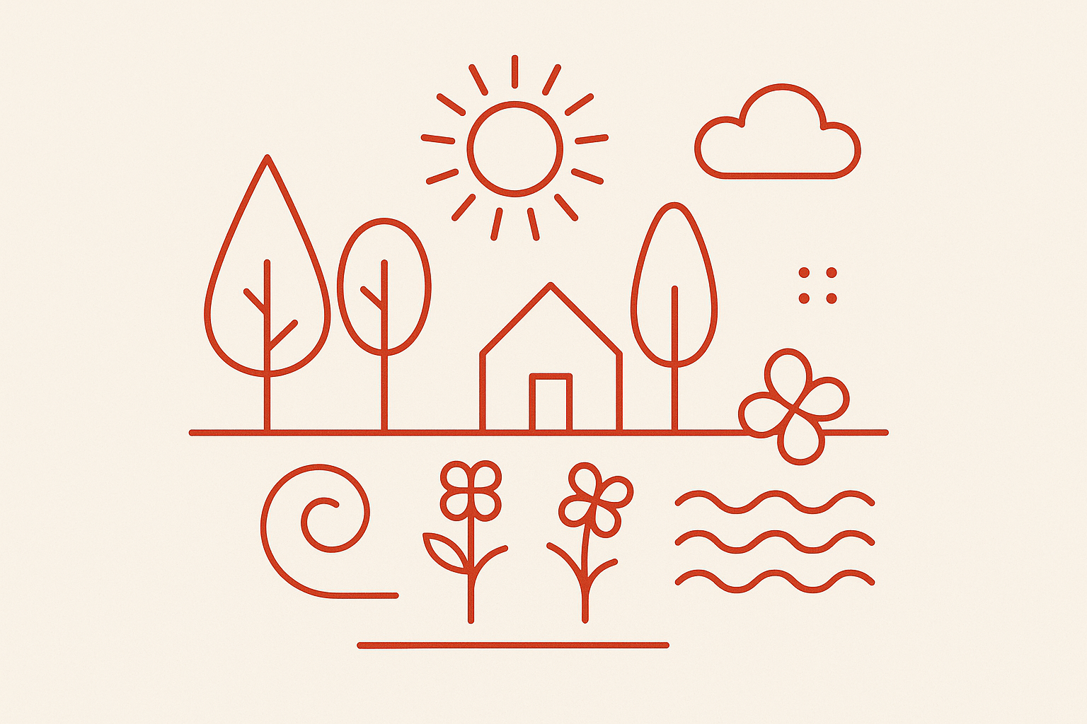 Red minimalist line art tattoo