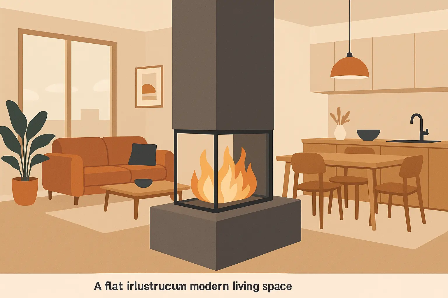 Glass-Enclosed Peninsula Fireplace