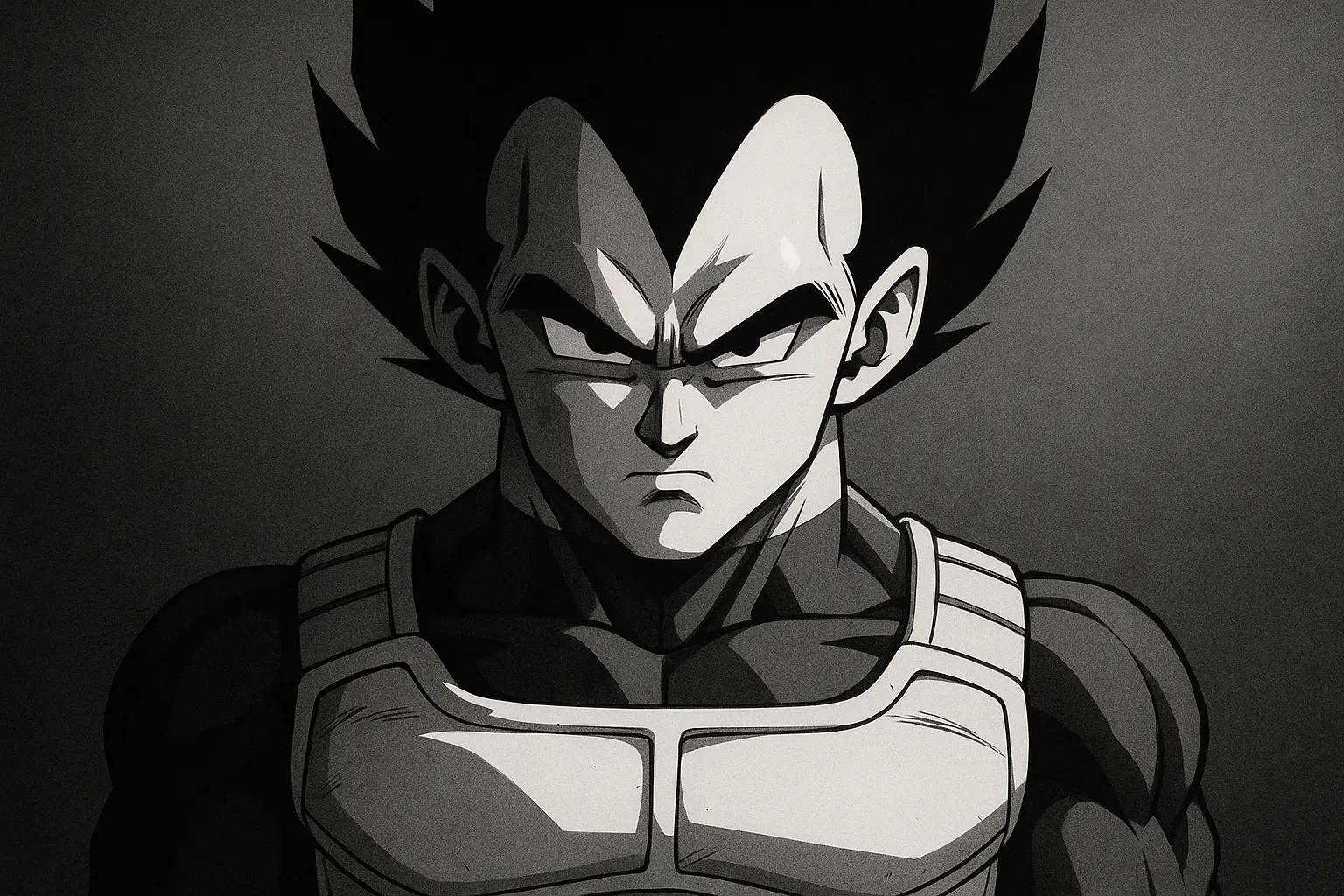 Black and white realistic Vegeta portrait tattoo