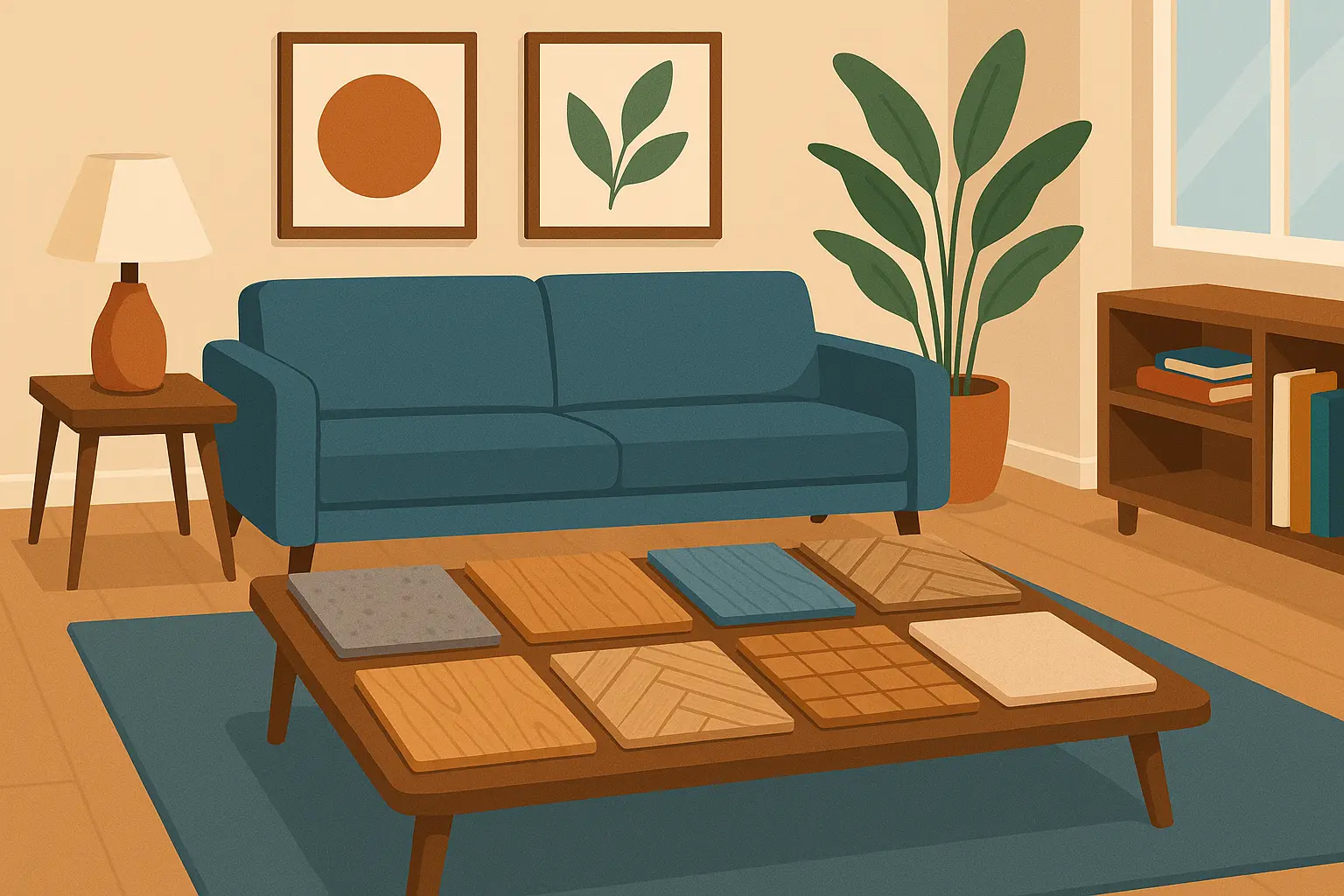 Modern home interior showcasing various flooring options