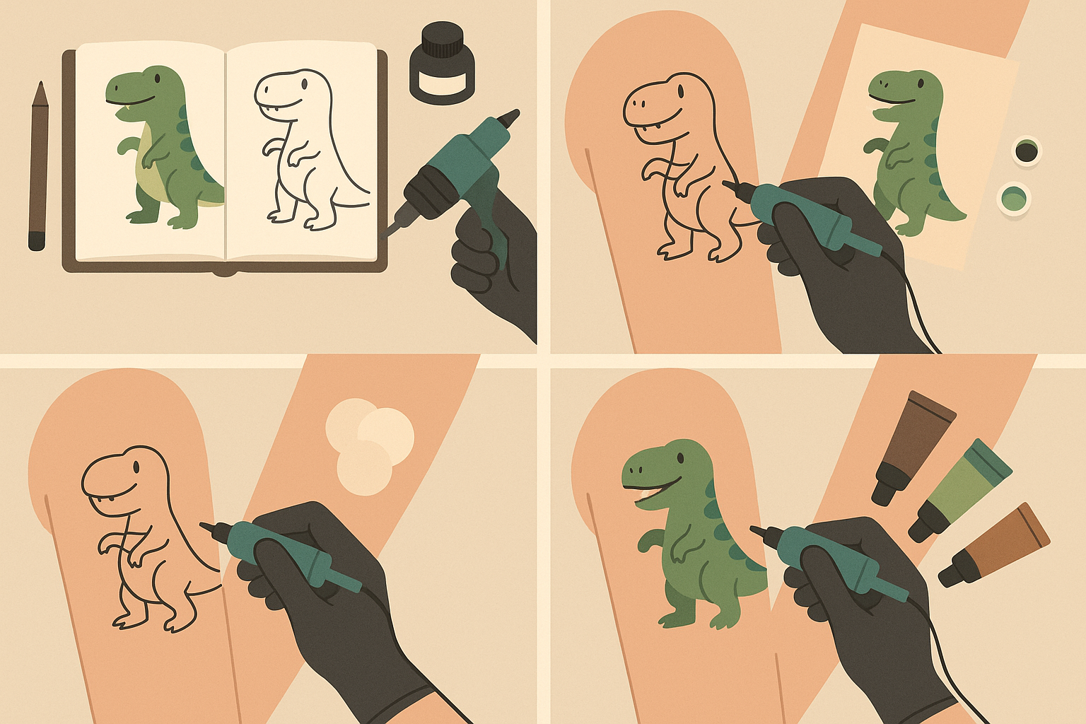 Dinosaur tattoo application and design considerations