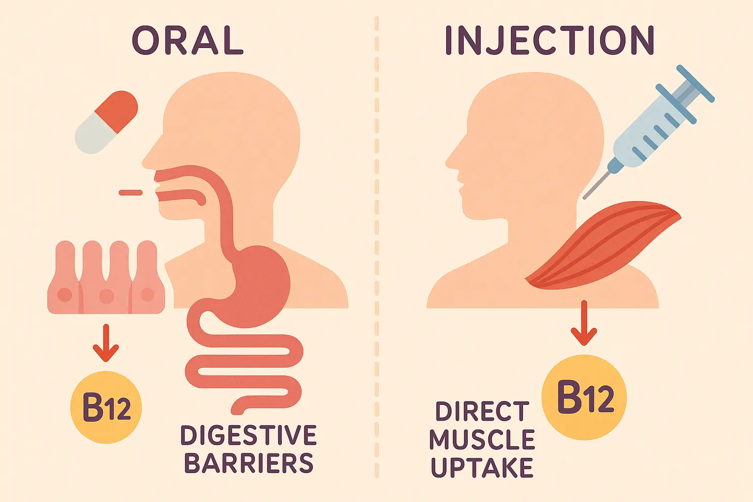 B12 injection delivery method comparison