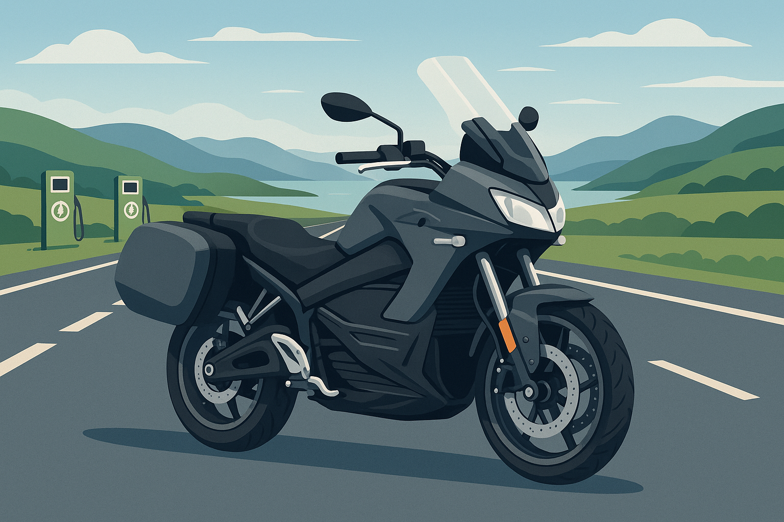 Electric motorcycle touring and long-distance capability