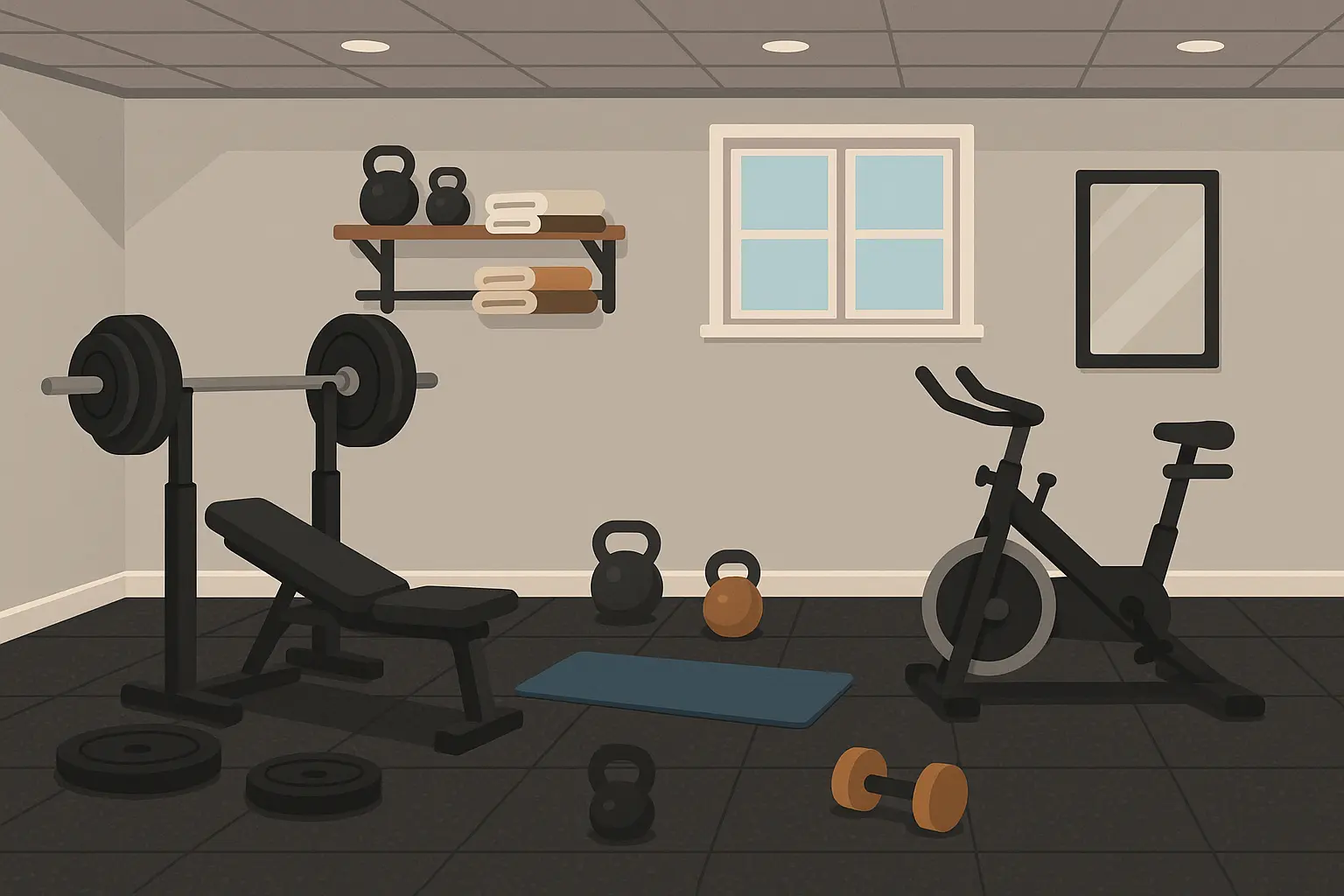 Specialty rubber flooring in home gym setting