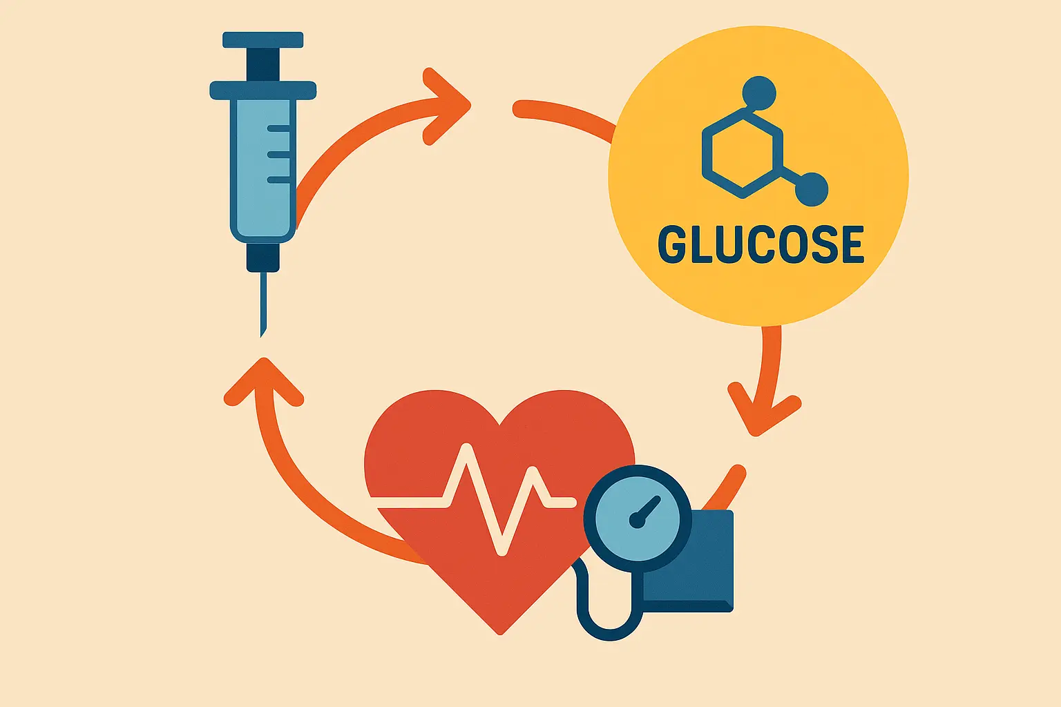 Metabolic pathway diagram showing insulin and blood pressure connections