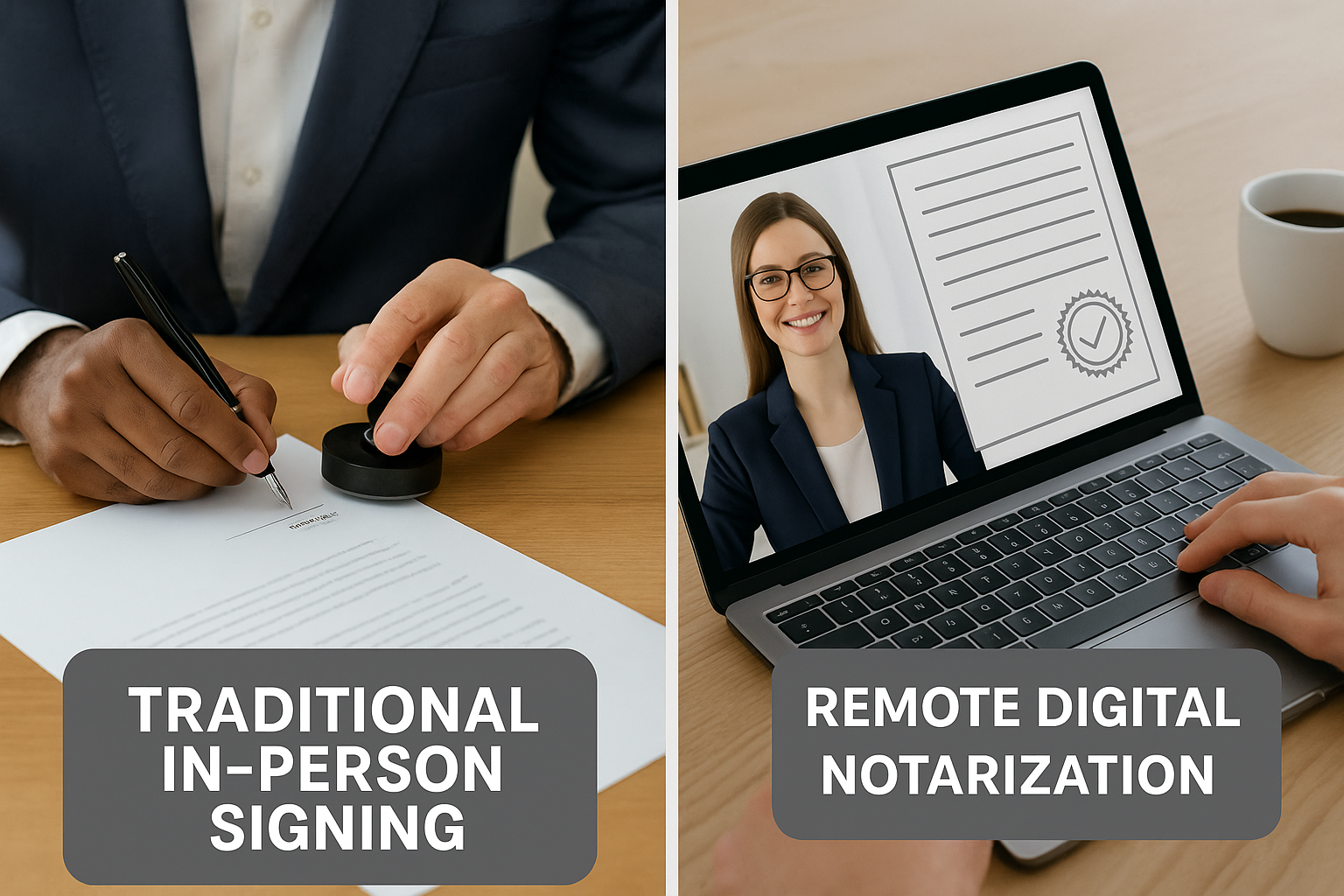 Remote online notarization and hybrid service models