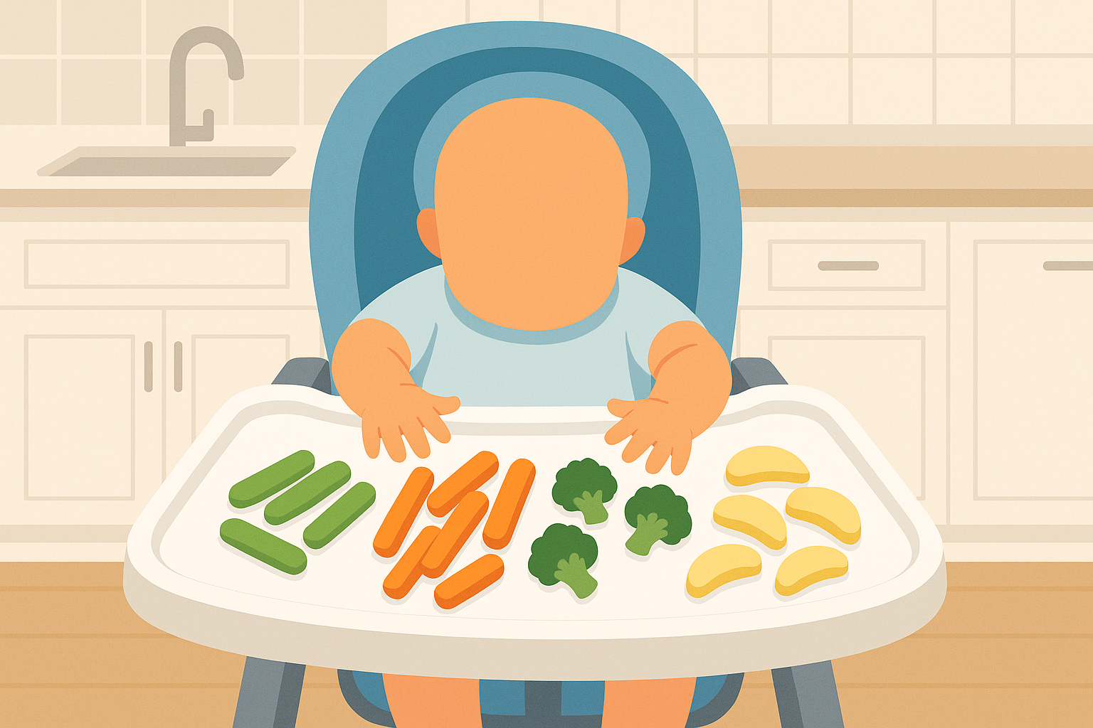 Baby practicing self-feeding during BLW meal