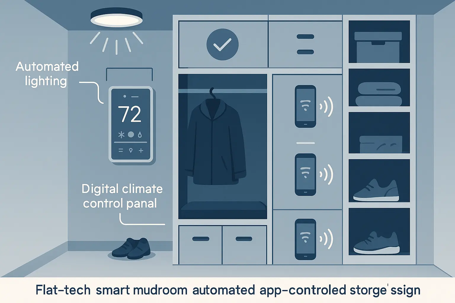 Smart mudroom with automated technology features