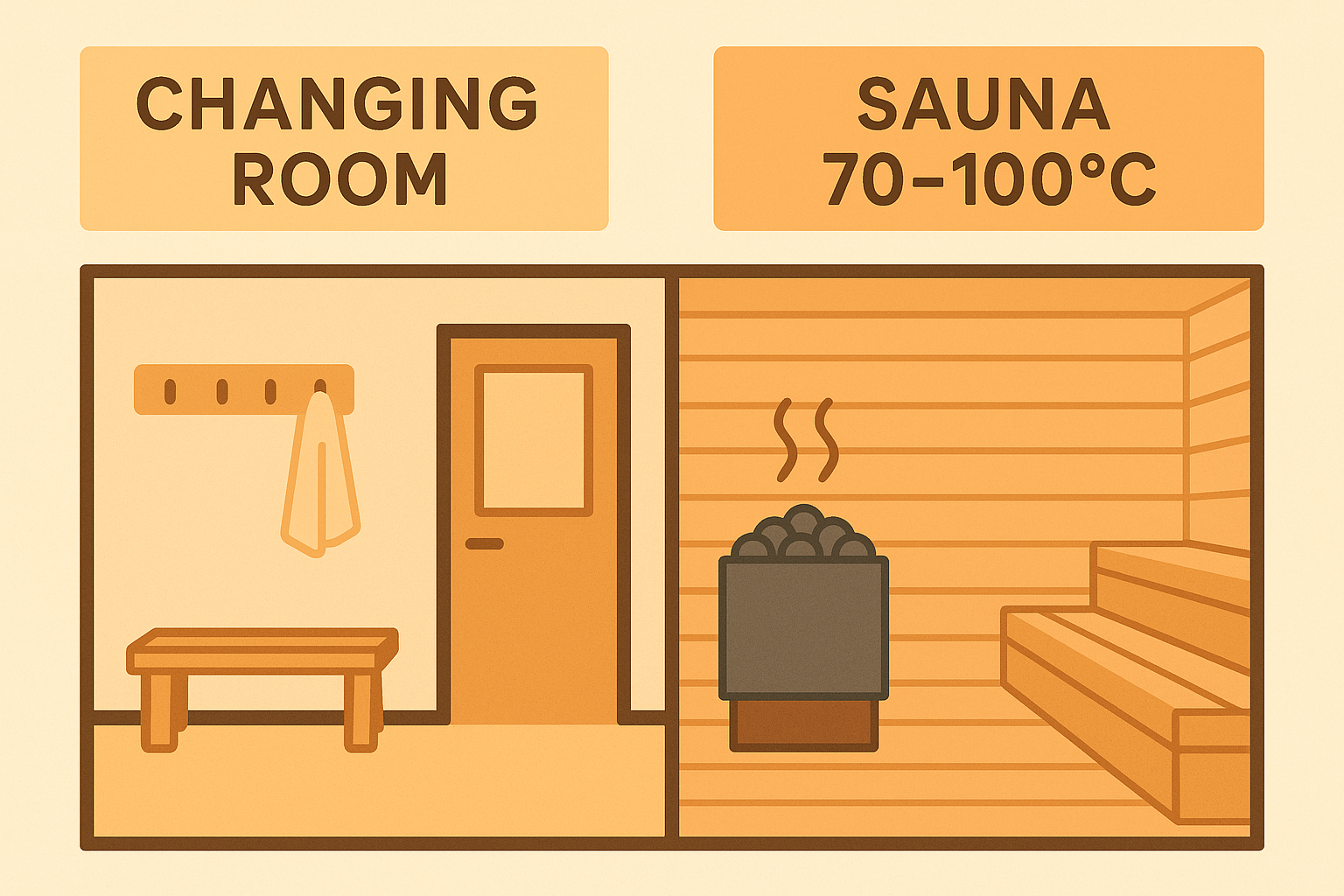 Sauna temperature zones for phone safety